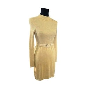 FREE PEOPLE french girl burnt orange ribbed belted sweater dress size sm…